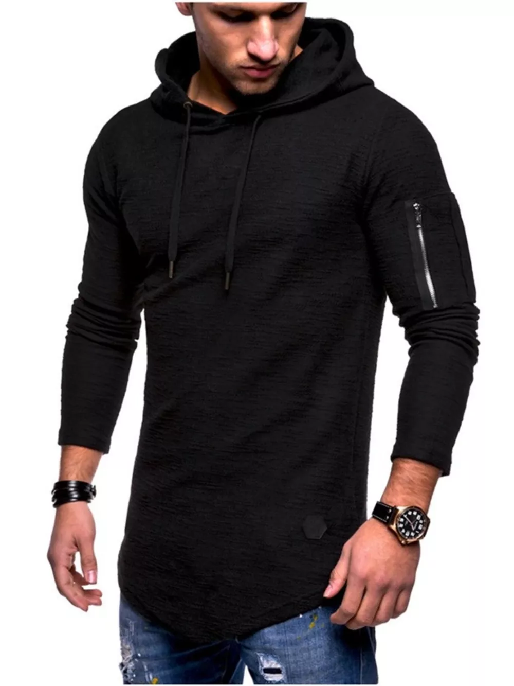 Men's Plus Size Casual Slim Fit Long Sleeve Hoodie, image 4