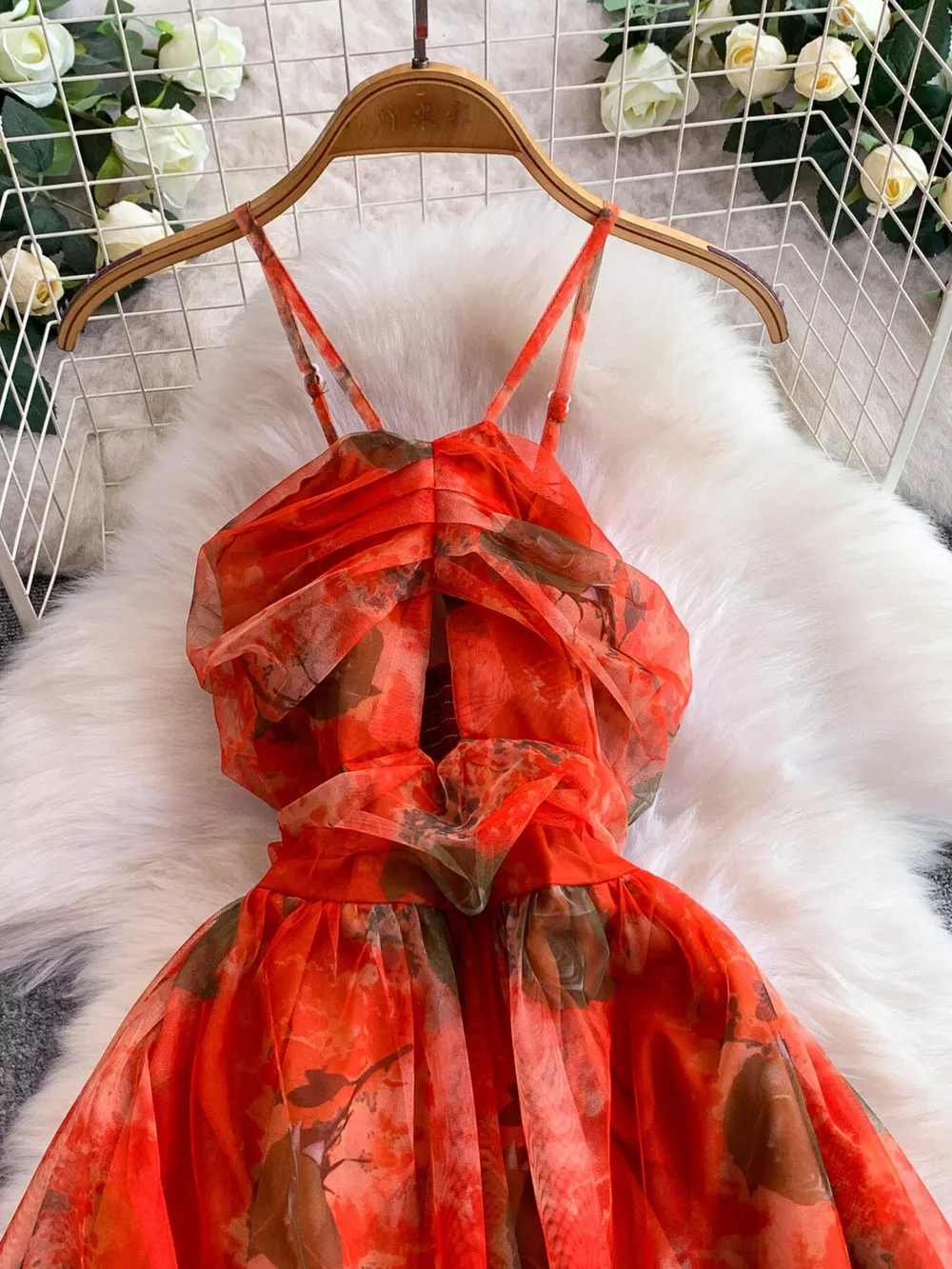 Floral Print Ruffled Layered Mesh Dress, image 14