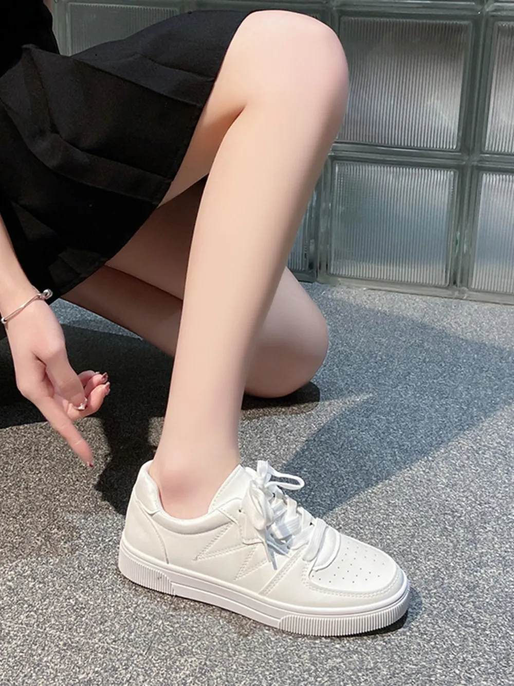 Lace Up Round Toe Sneakers, image 3