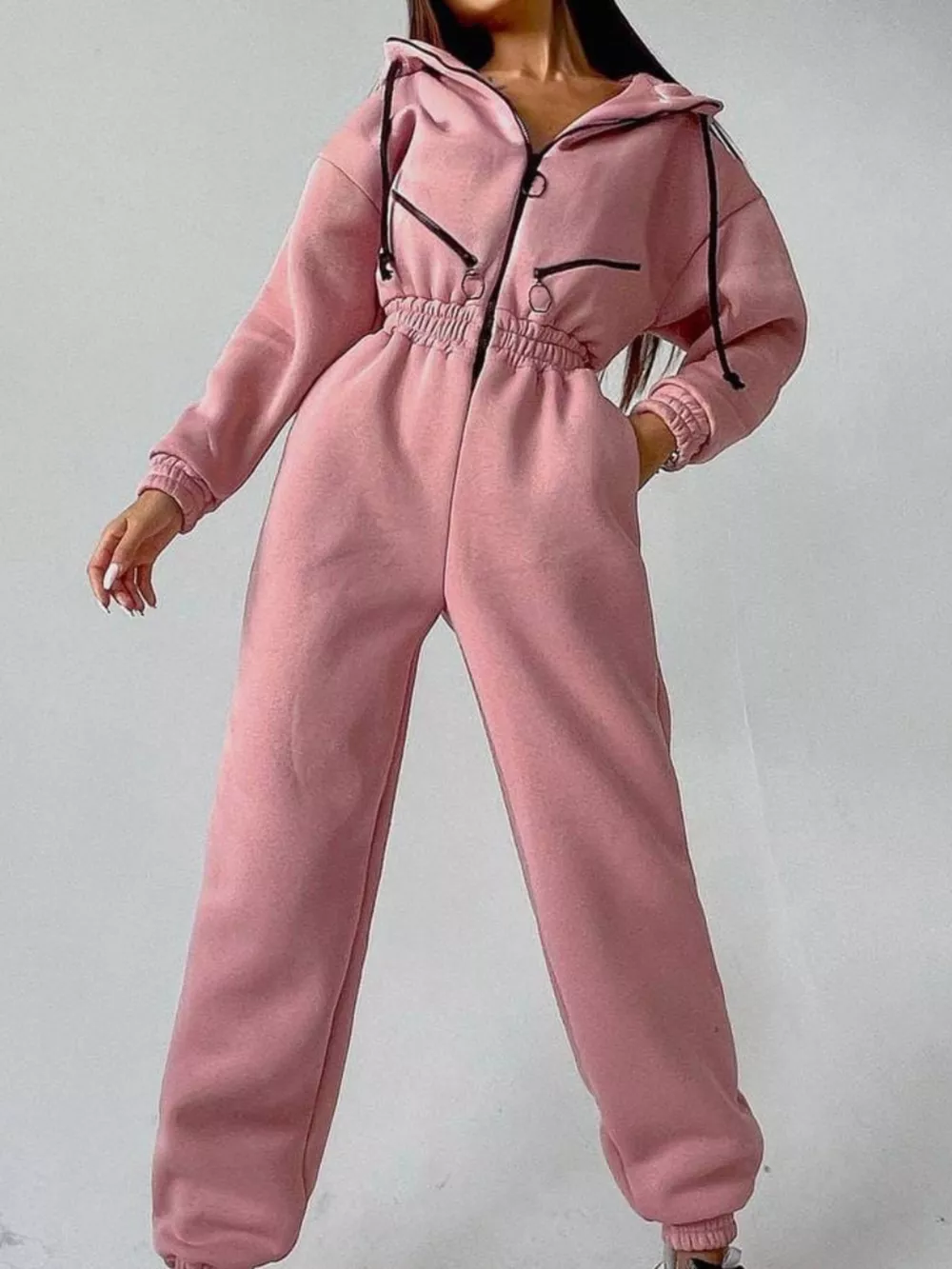 Zip Front Dropped Shoulder Jumpsuit, image 12