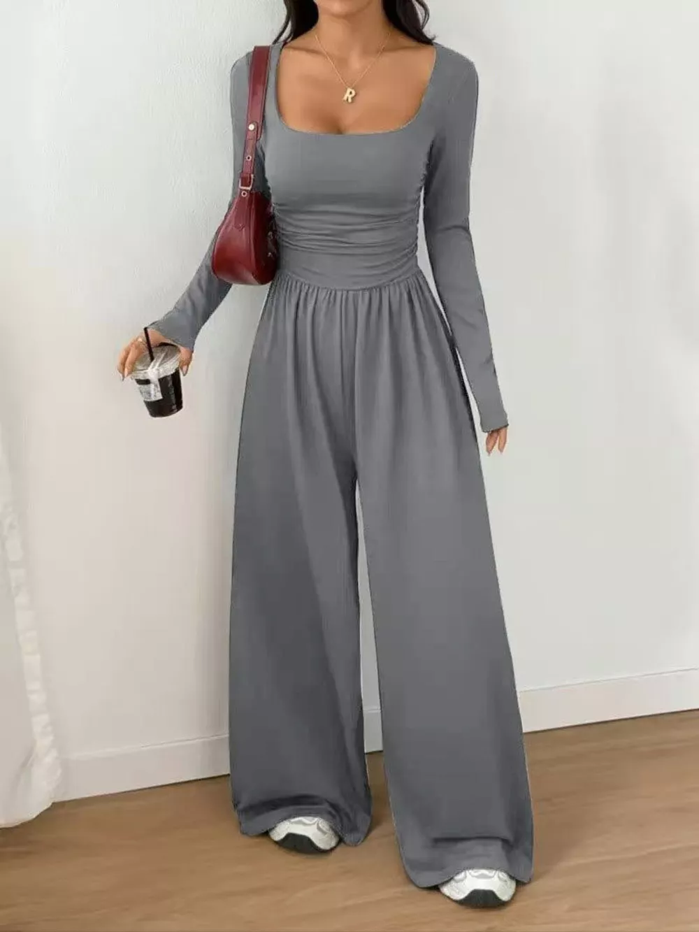 Scoop Neck Wide Leg Jumpsuit, image 7