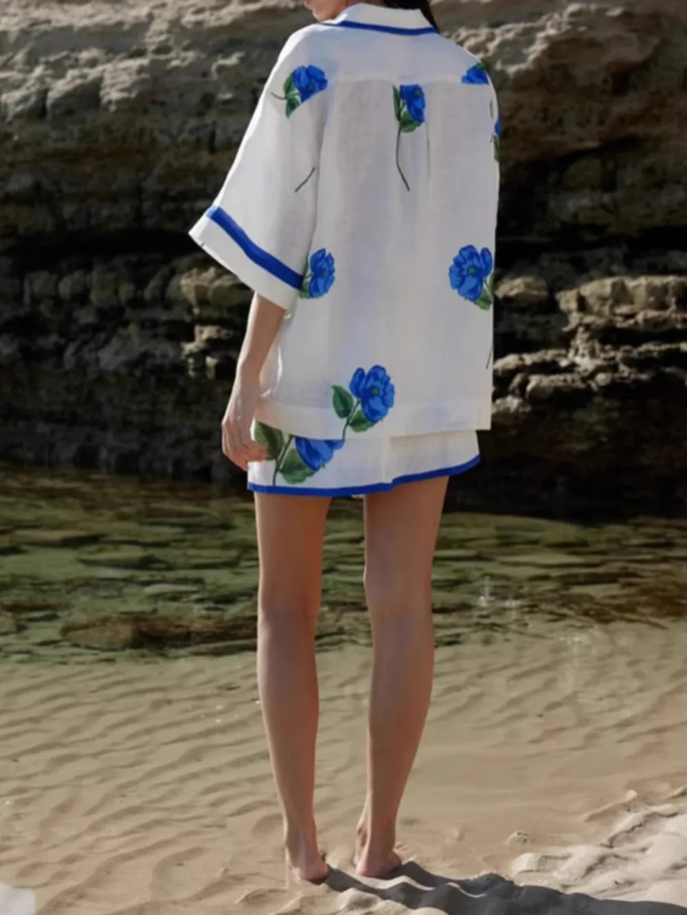 Floral Print Button-Up Shirt and Mini Skirt Set, image 4