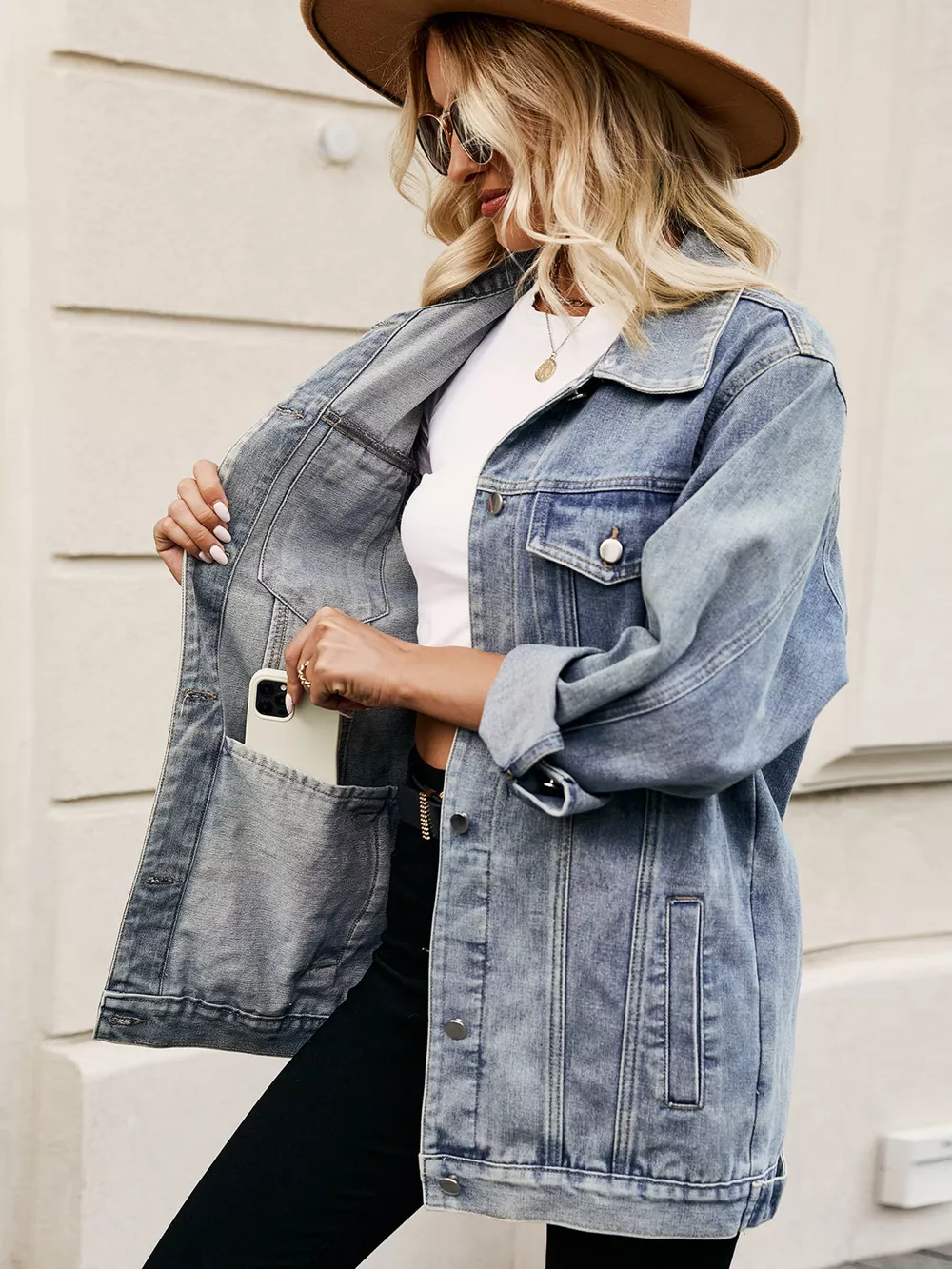 Button Up Long Sleeve Denim Jacket, image 17