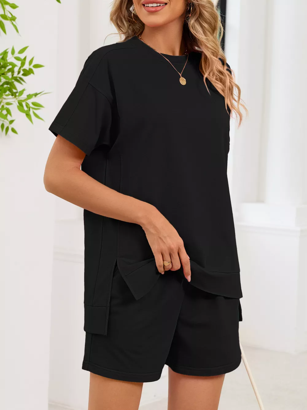 Round Neck Short Sleeve T-Shirt and Shorts Set, image 26
