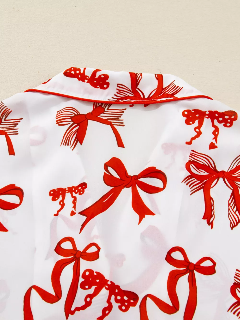 Christmas Bow Print Top and Pants 2pcs Pajama Set, image 6
