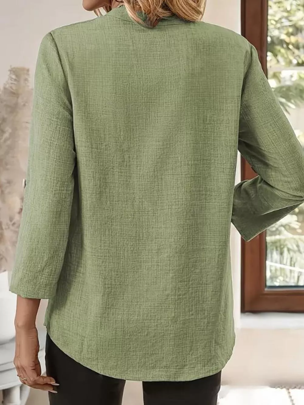 Roll-Up Sleeve Notched Blouse, image 20