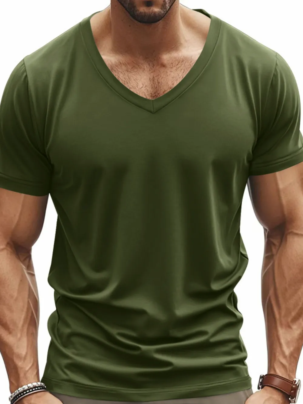 Men's Full Size V-Neck Short Sleeve T-Shirt Plus Size, image 13