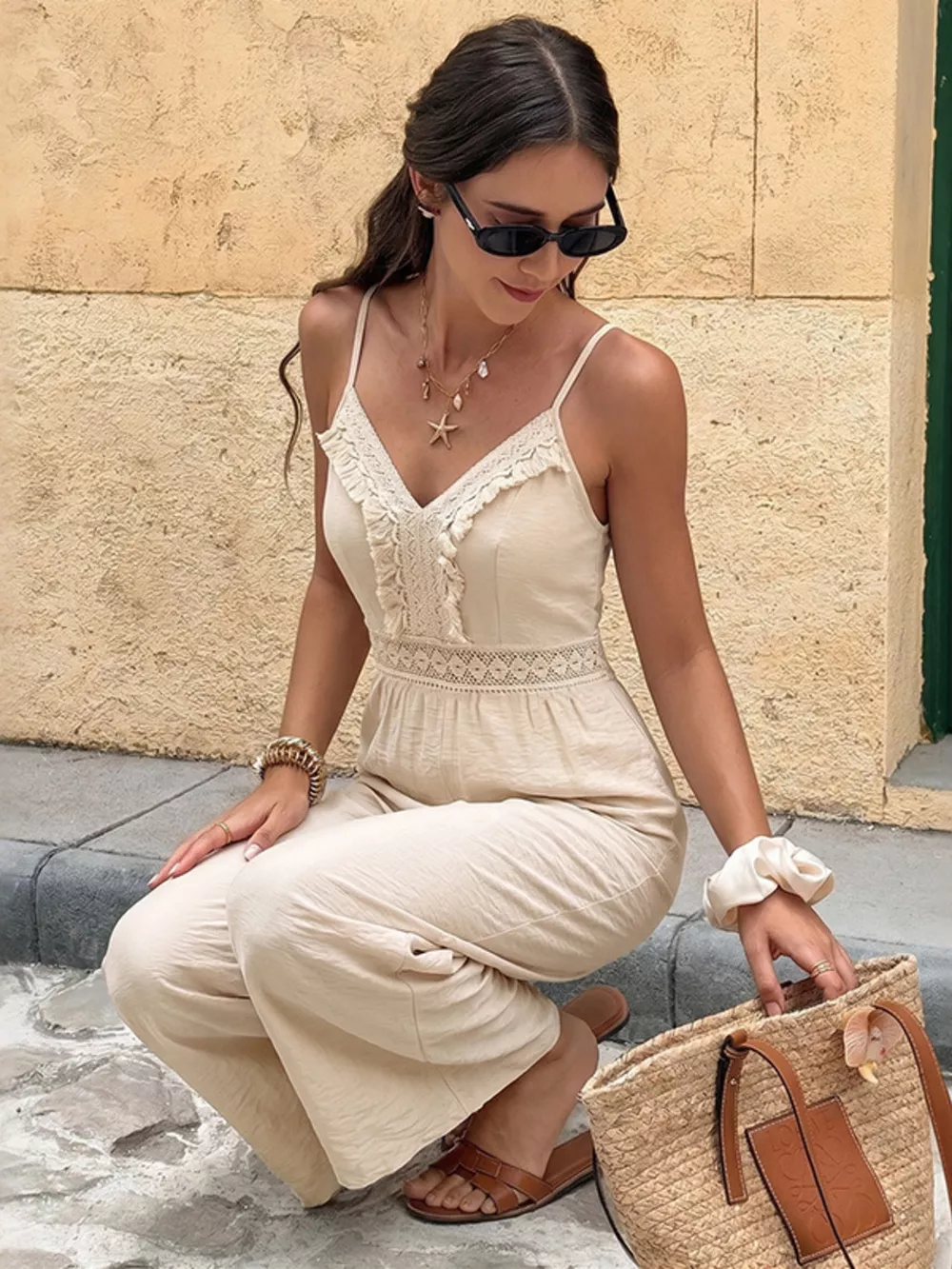 Lace Trim Spaghetti Strap Jumpsuit, image 3