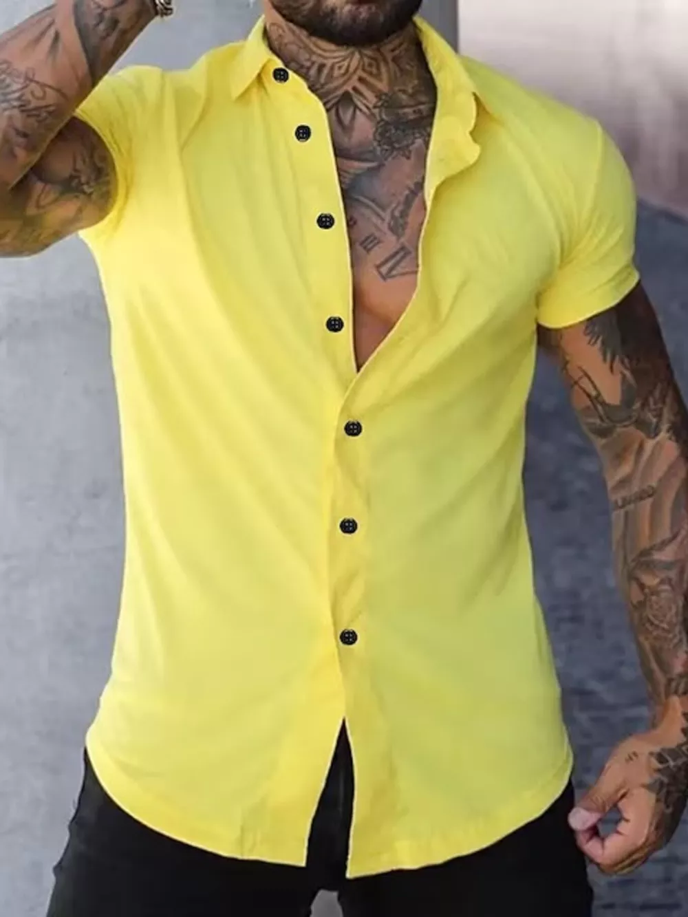 Men's Full Size Slim Fit Short Sleeve Button-Down Shirt Plus Size, image 2