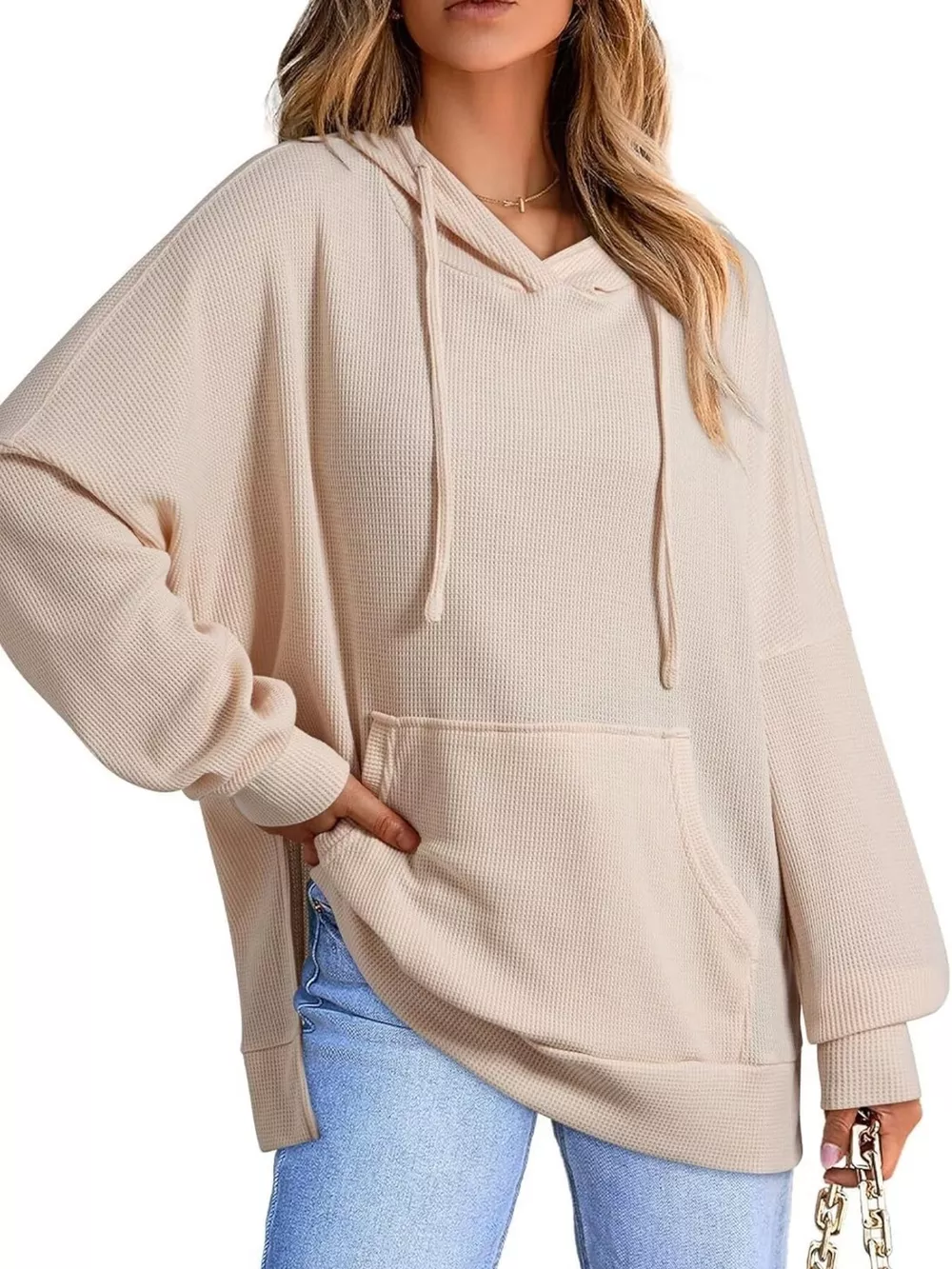 Oversized Drawstring Side Slit Hoodie, image 8