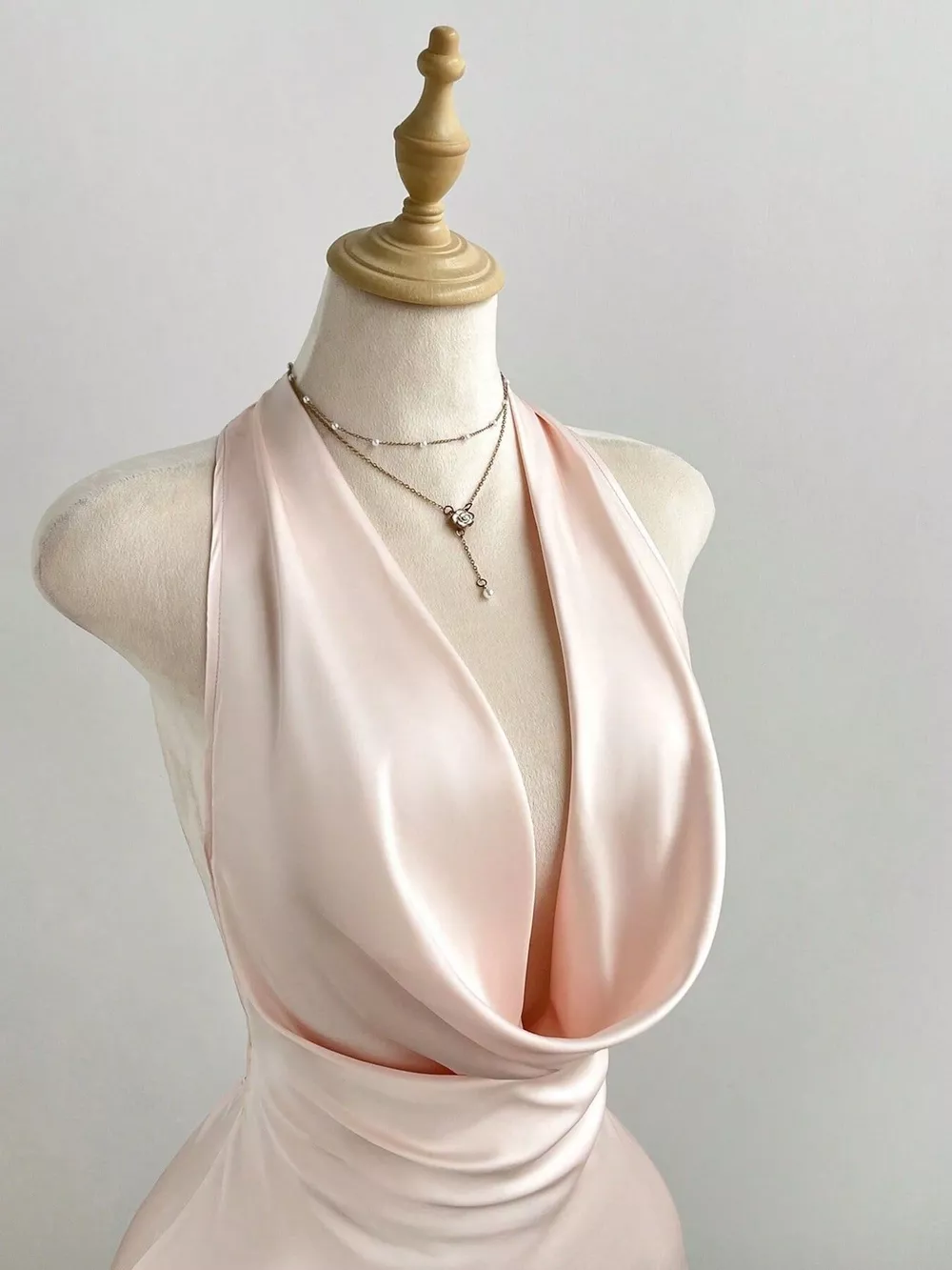 Satin Backless Halter Neck Dress, image 5
