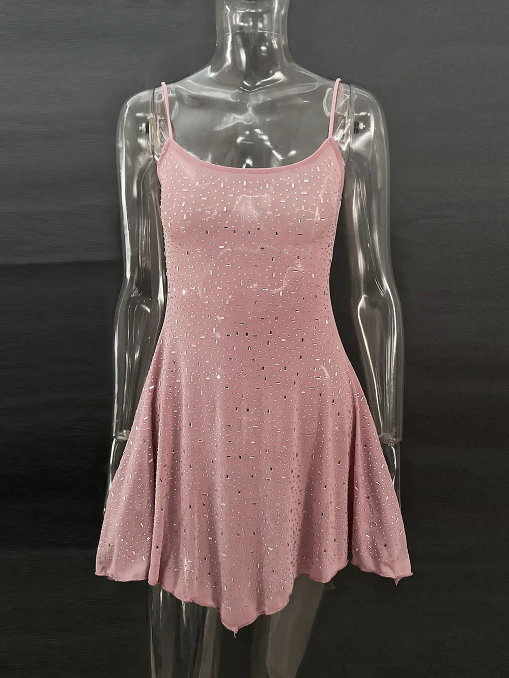 Rhinestone Decor Mini Cami Dress, image 32