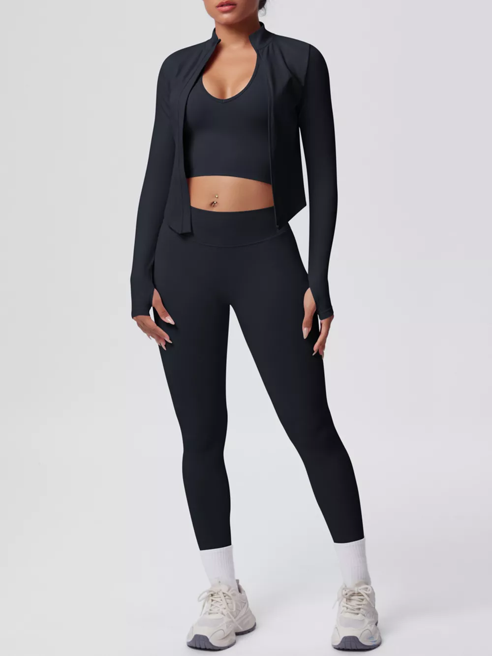 Tank & Zip-Up Jacket and Leggings Three-Piece Active Set, image 5