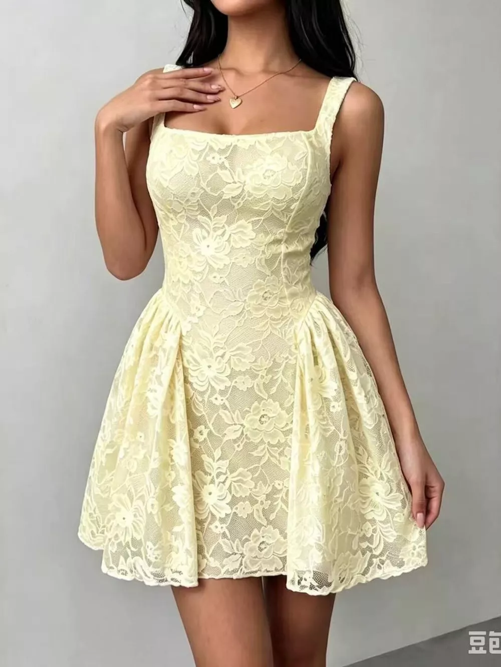 Floral Lace Square Neck Mini Dress, image 10