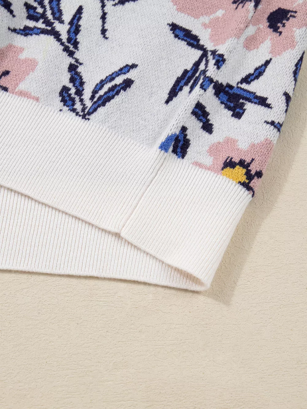 Floral Panel Colorblock Sleeve Patchwork Sweater, image 8