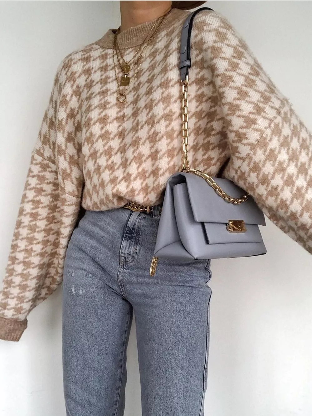 Houndstooth Pattern Oversized Sweater, image 11
