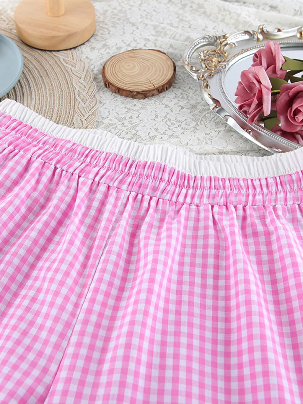 Gingham Button-Down Top and Pants Loungewear Set, image 13