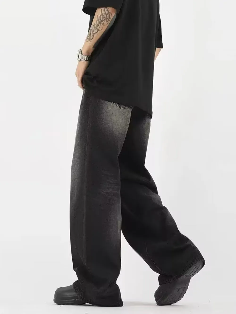 Men's Full Size Wide Leg Gradient Wash Jeans Plus Size, image 4