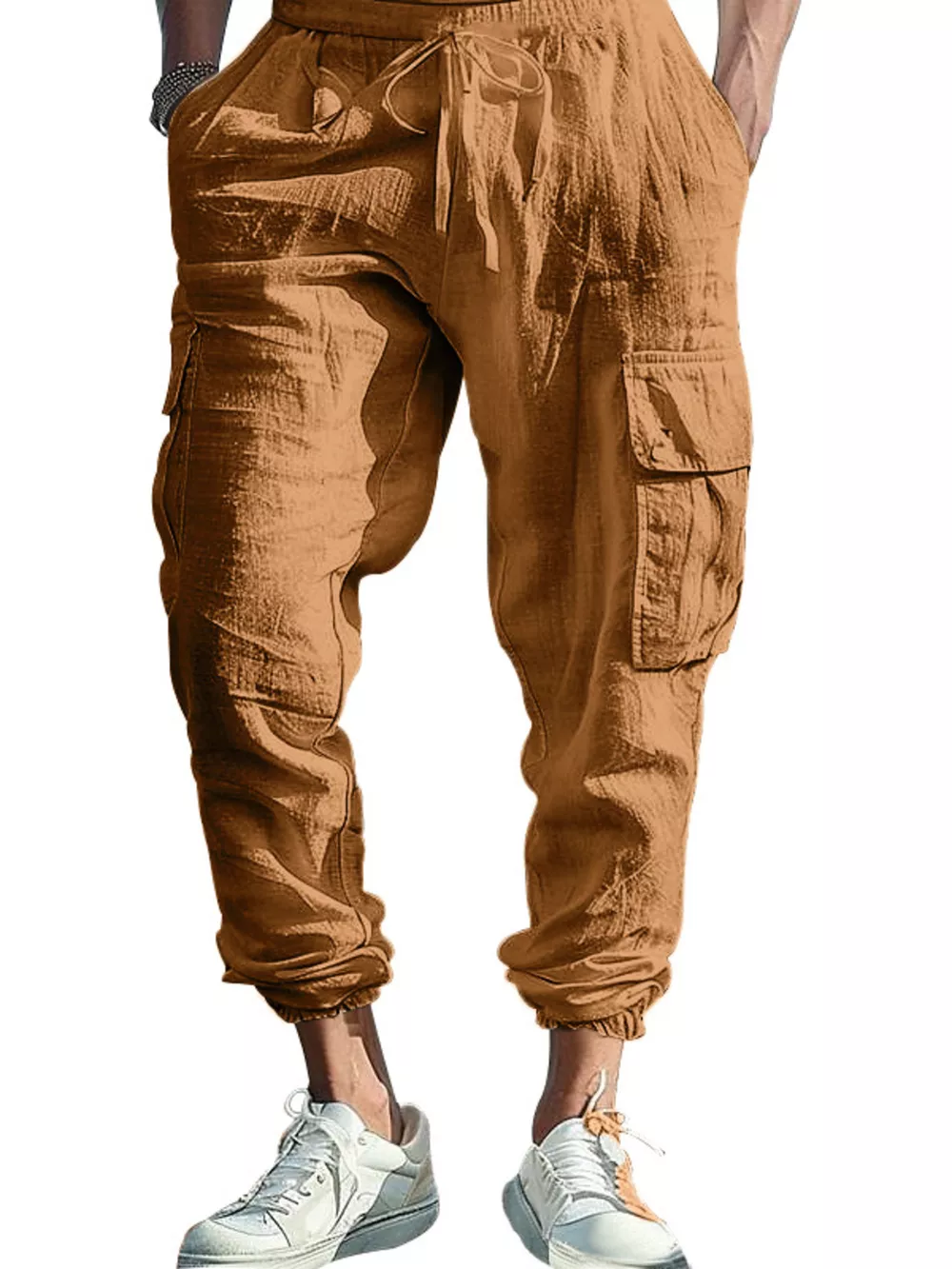 Men's Full Size Casual Cargo Pants with Drawstring Waist Plus Size, image 12