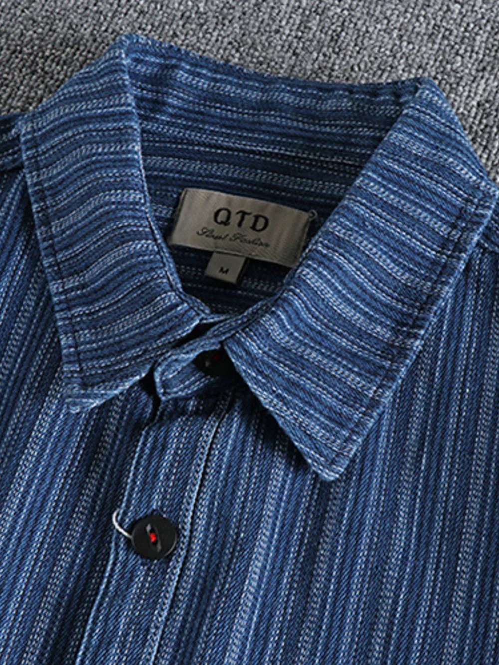 Men's Striped Button Down Denim Shirt, image 13