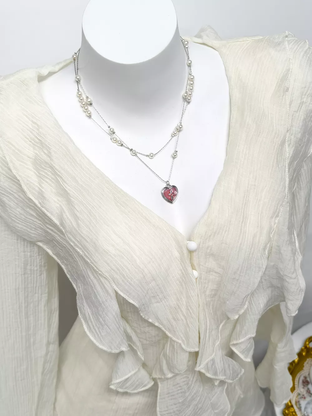 Ruffle Trimmed Blouse and Skirt Set, image 4