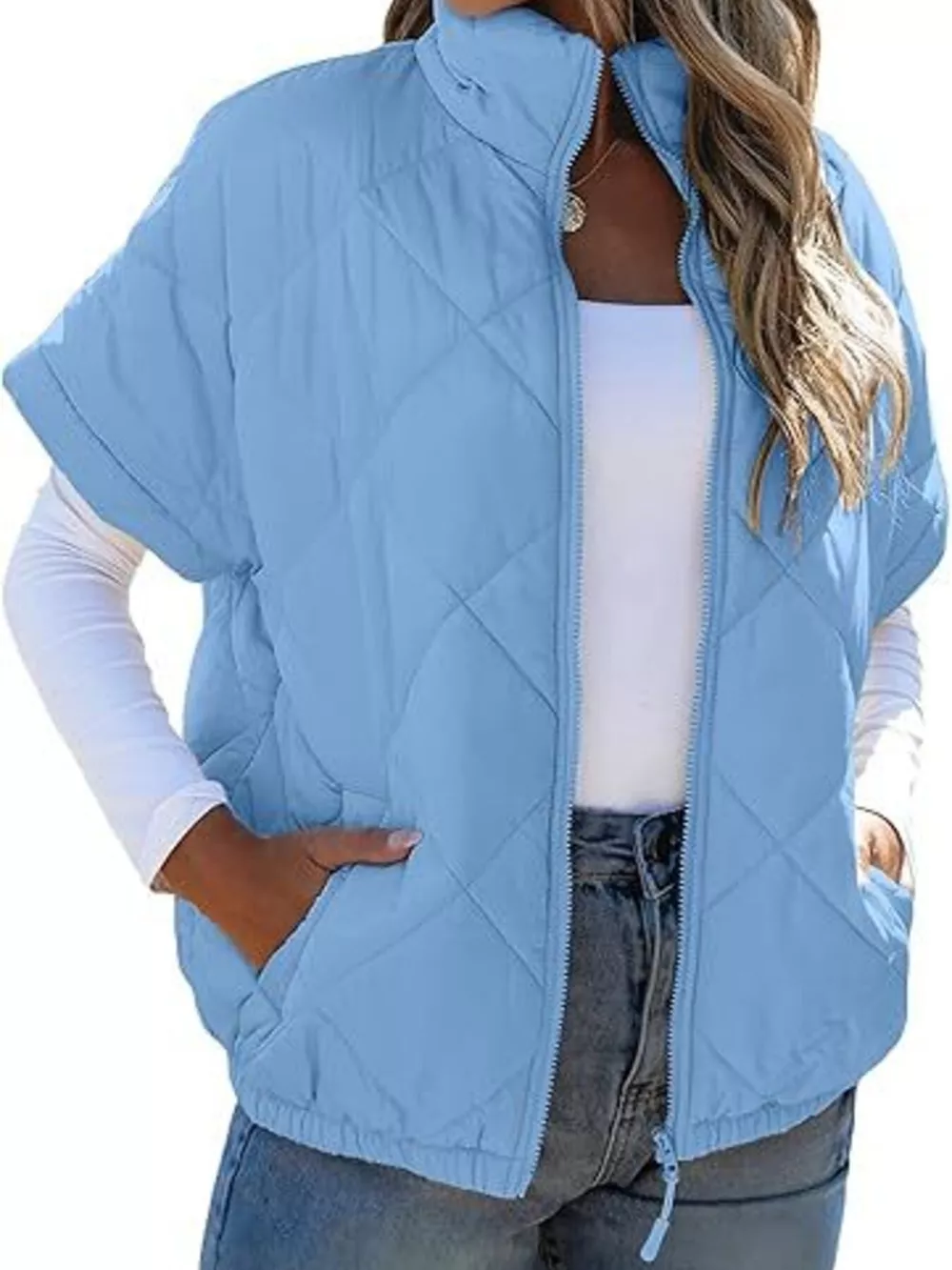 Quilted Zip Up Short Sleeve Winter Coat, image 20