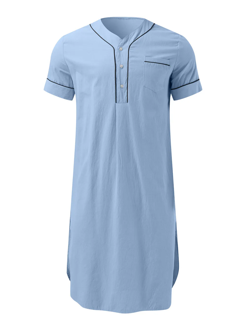 Men's Full Size Button Detail Short Sleeve Lounge Dress Plus Size, image 13
