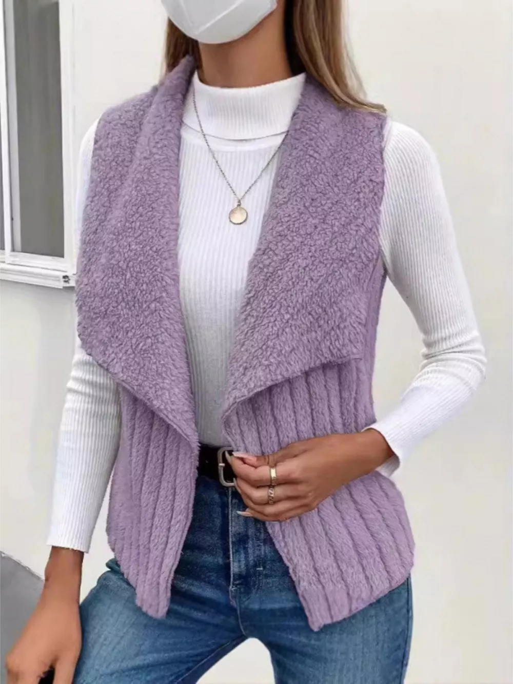 Cozy Fleece Open Front Vest Coat, image 17