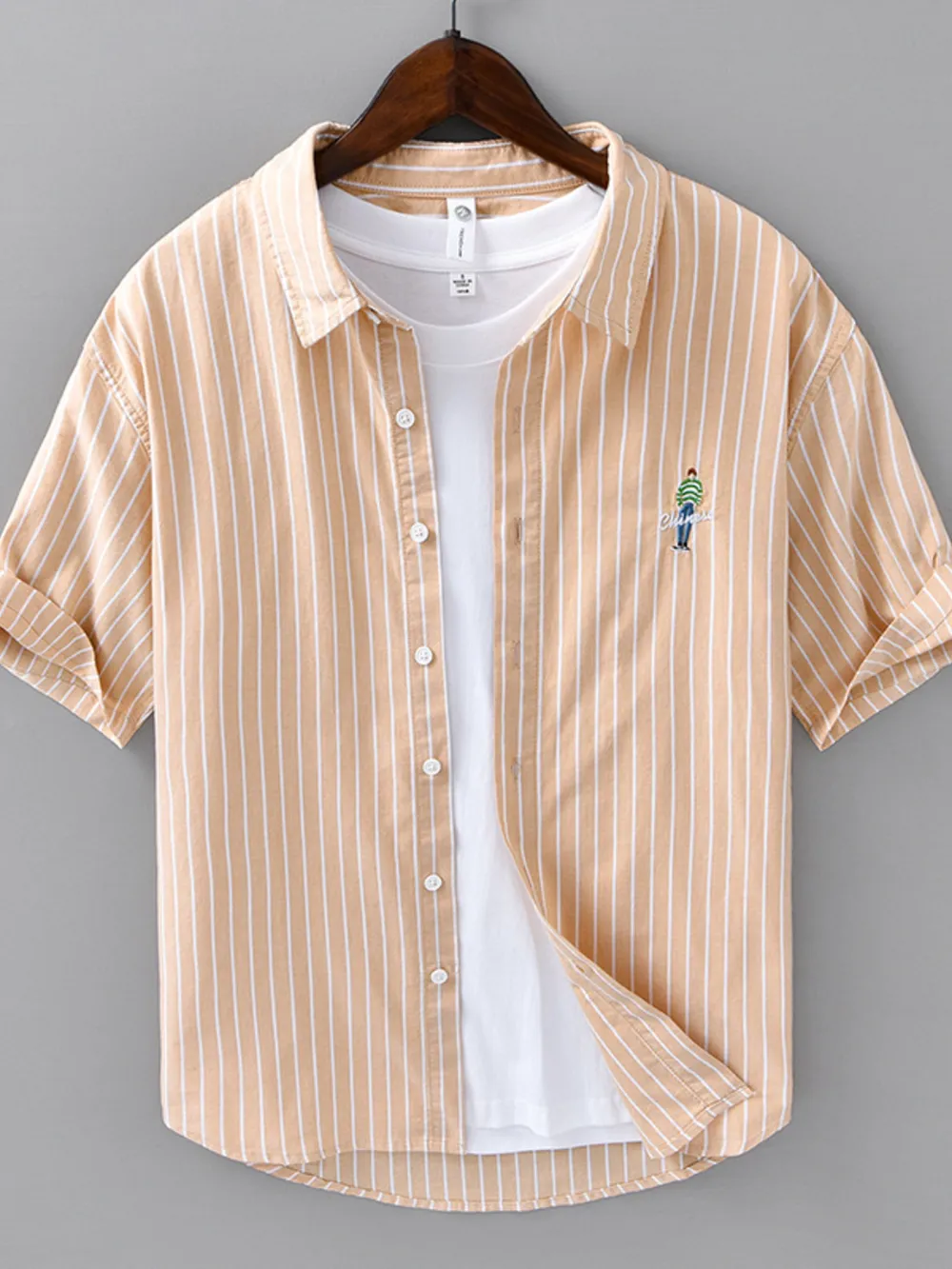 Men's Plus Size Striped Button Up Long Sleeve Shirt, image 5