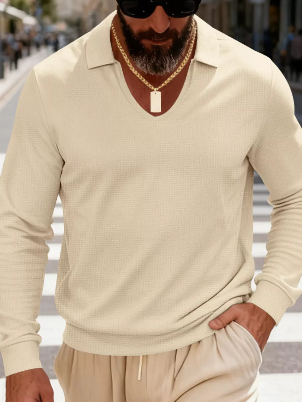 Men's Full Size Slim Fit Long Sleeve Polo Plus Size, image 7