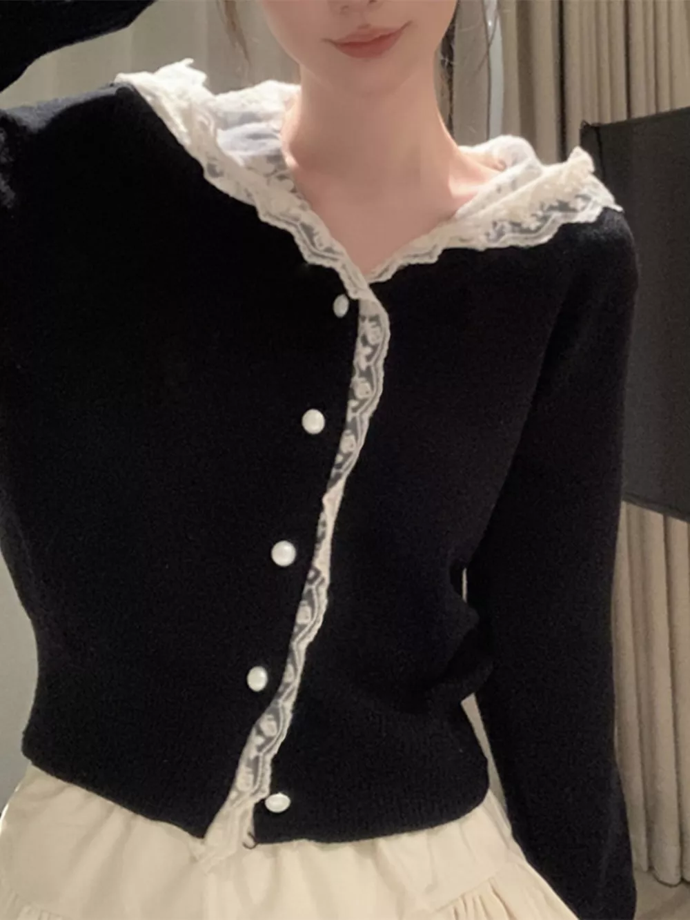 Lace Trim Hooded Cardigan, image 12