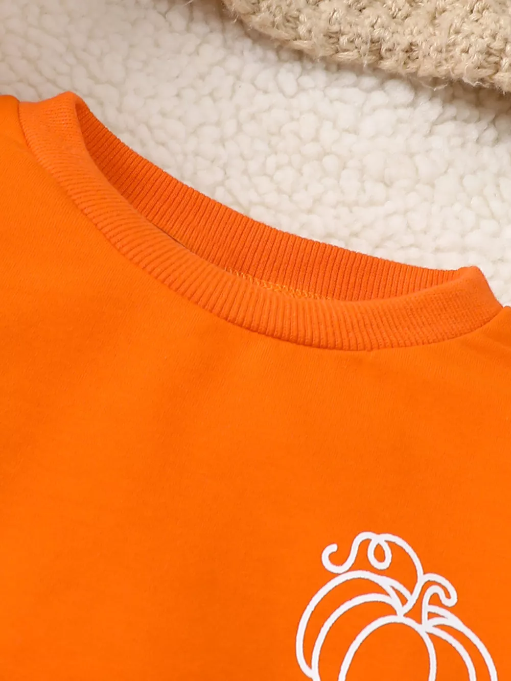 Children's Halloween Pumpkin Print Long Sleeve Sweatshirt and Pants Set, image 2