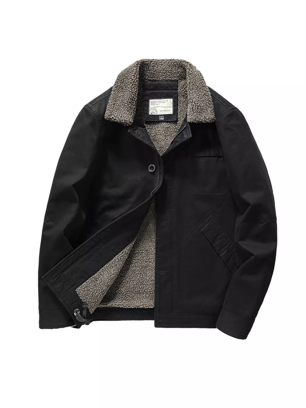 Men's Plus Size Sherpa Collar Button Up Jacket