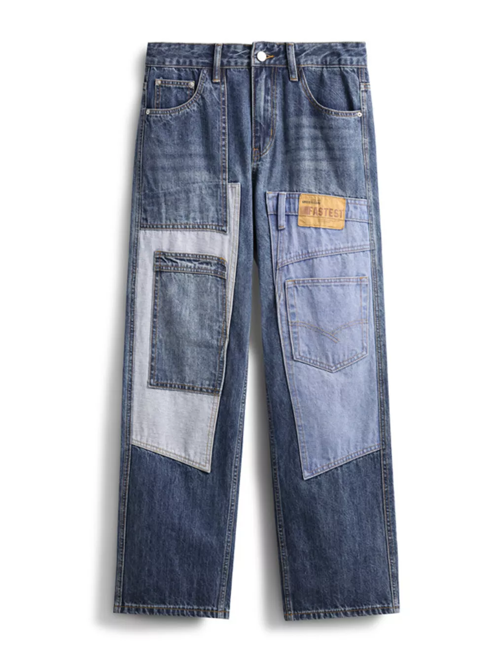 Men's Patchwork Relaxed Fit Jeans, image 8