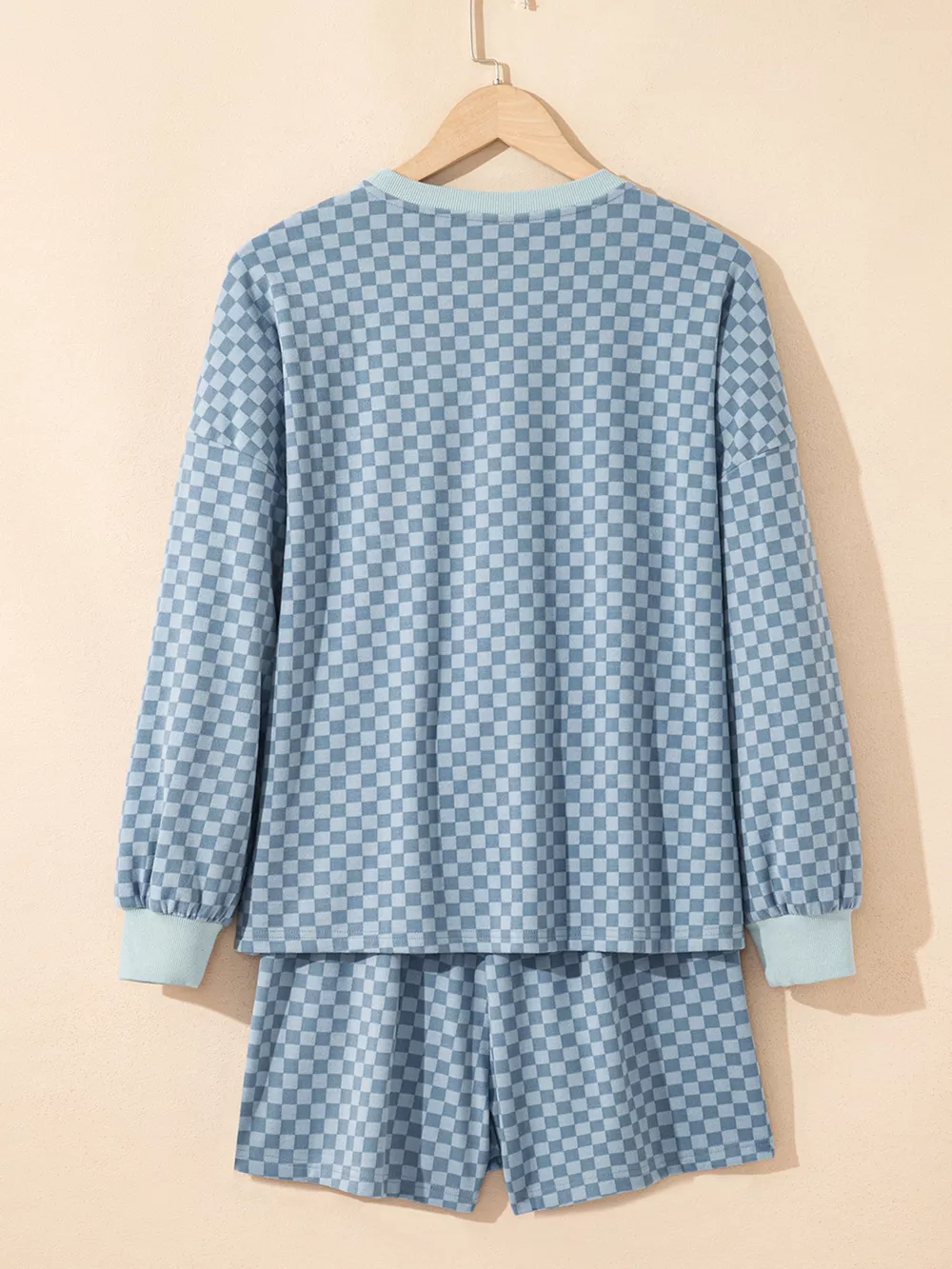 Checkerboard Long Sleeve Pullover and Shorts Set, image 19
