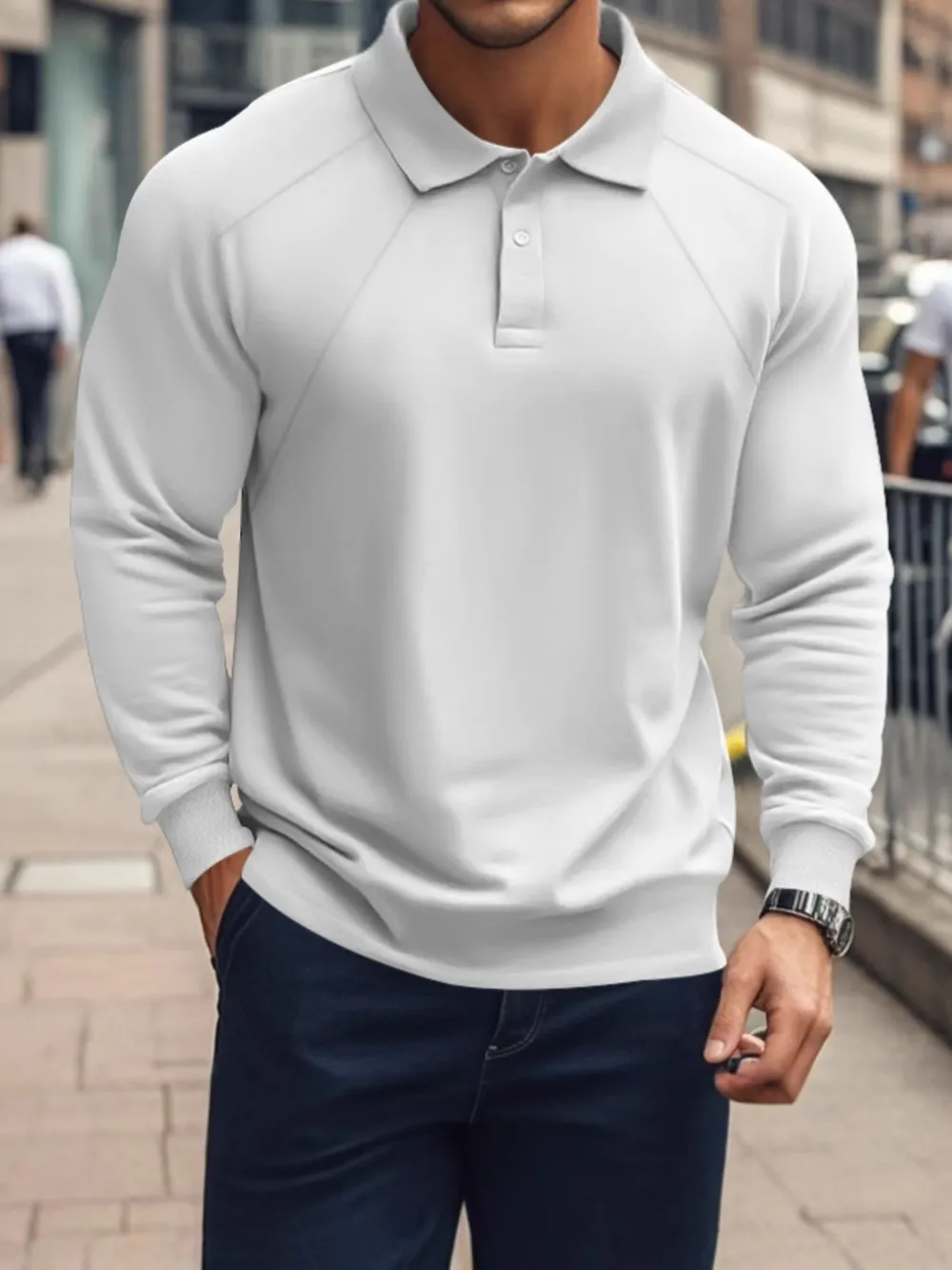 Men's Full Size Classic Collar Long Sleeve Polo Plus Size, image 4