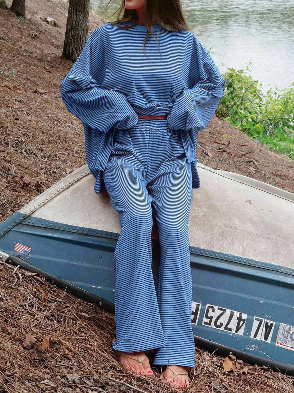 Striped Long Sleeve Top and Pants Set, image 10