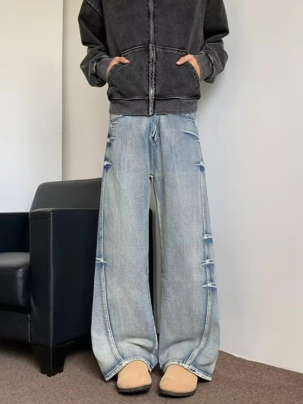 Men's Full Size Wash Wide Leg Jeans Plus Size, image 5