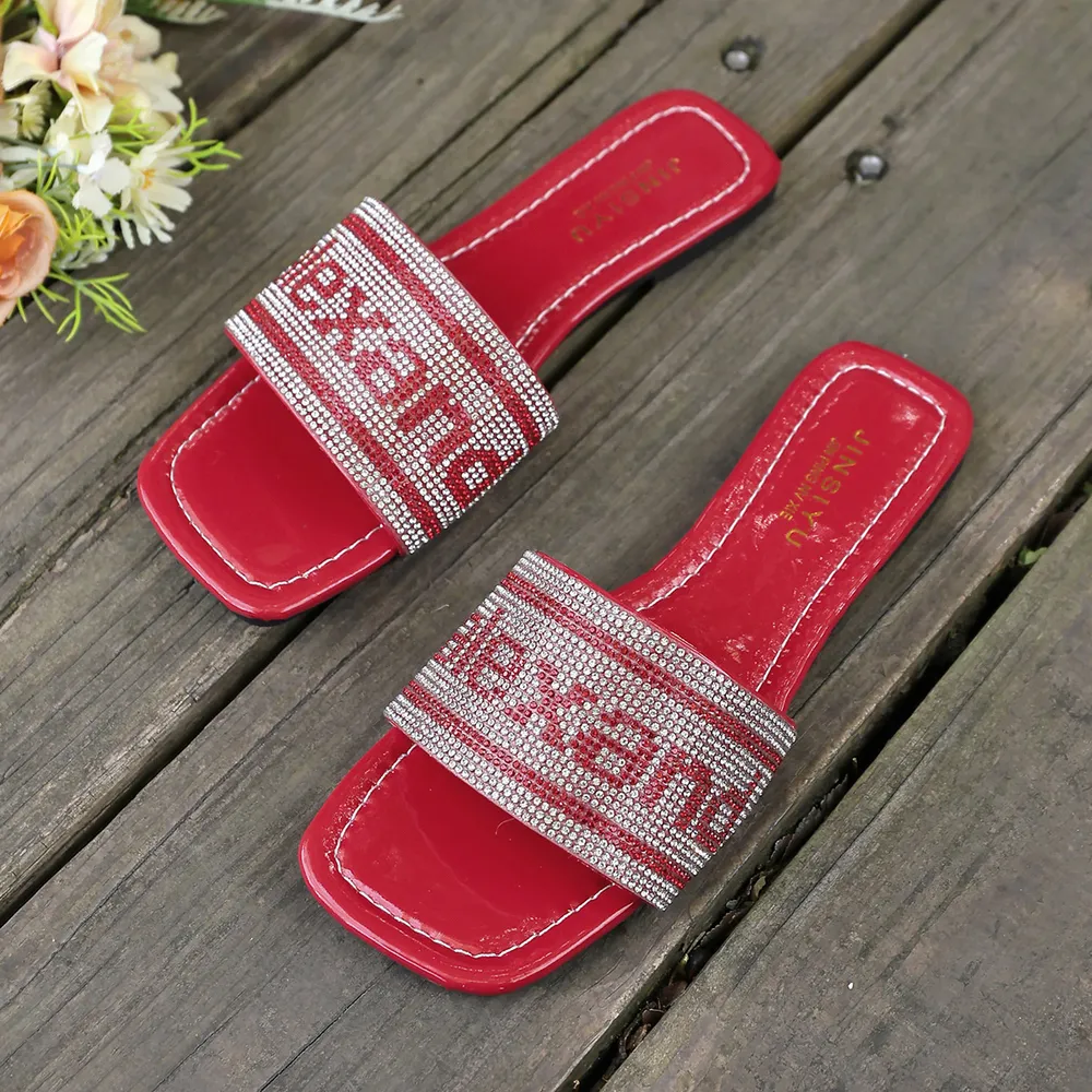 Rhinestone Open Toe Flats Sandals, image 15