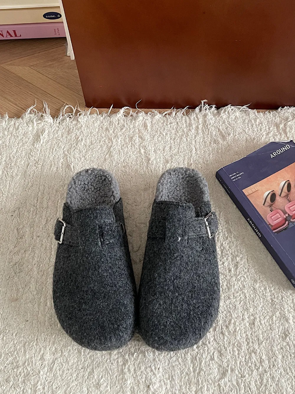 Cozy Plush Buckle Detail Slip-Ons, image 11