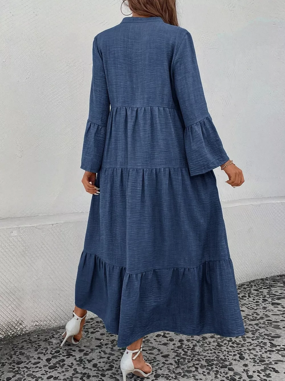 Ruffle Hem Button Front Tiered Dress, image 25