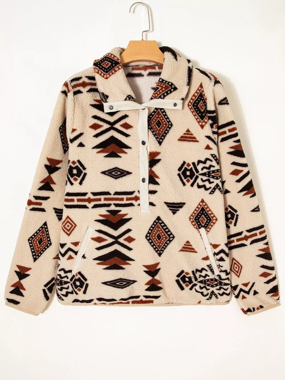 Western Aztec Half Zip Plush Sweatshirt, image 15