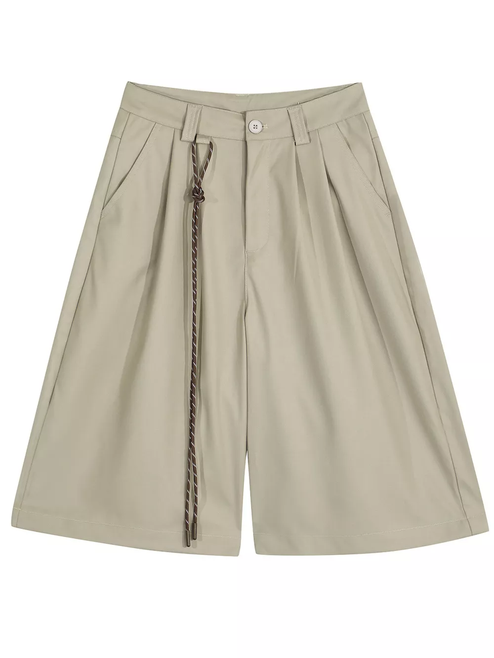 Men's Wide-Leg Shorts with Decorative Drawstring, image 5