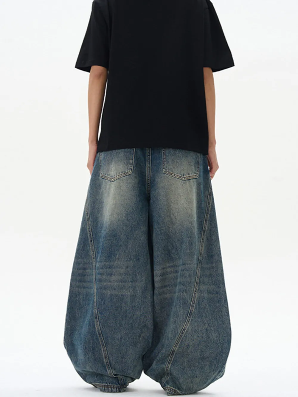 Men's Vintage Wash Wide Leg Jeans, image 4