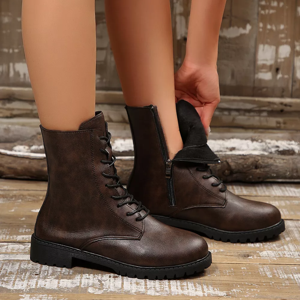 Round Toe Lace Up Boots, image 5
