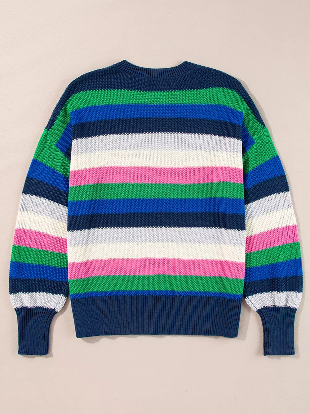 Rainbow Striped Crew Neck Drop Shoulder Sweater, image 9