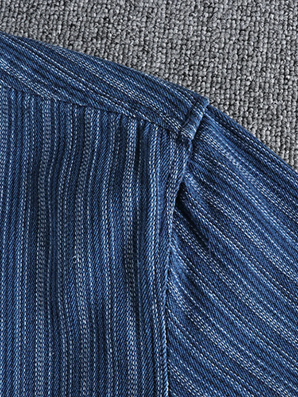 Men's Striped Button Down Denim Shirt, image 15