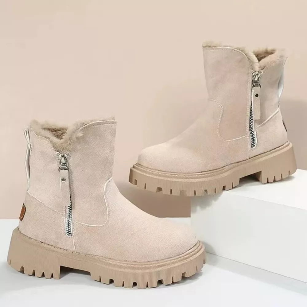 Fuzzy Lined Ankle Boots with Zipper, image 7