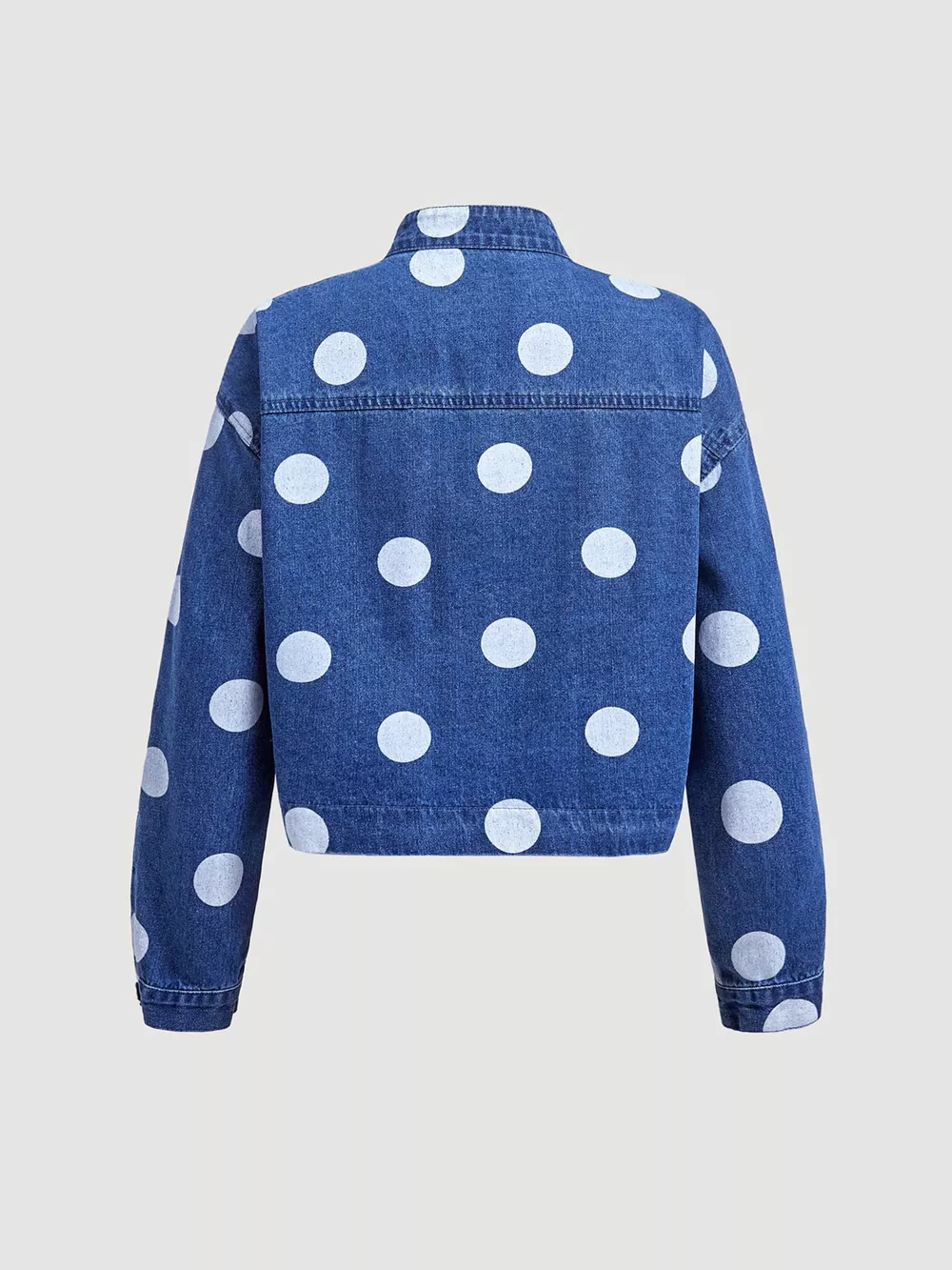 Polka Dot Cropped Denim Jacket, image 3