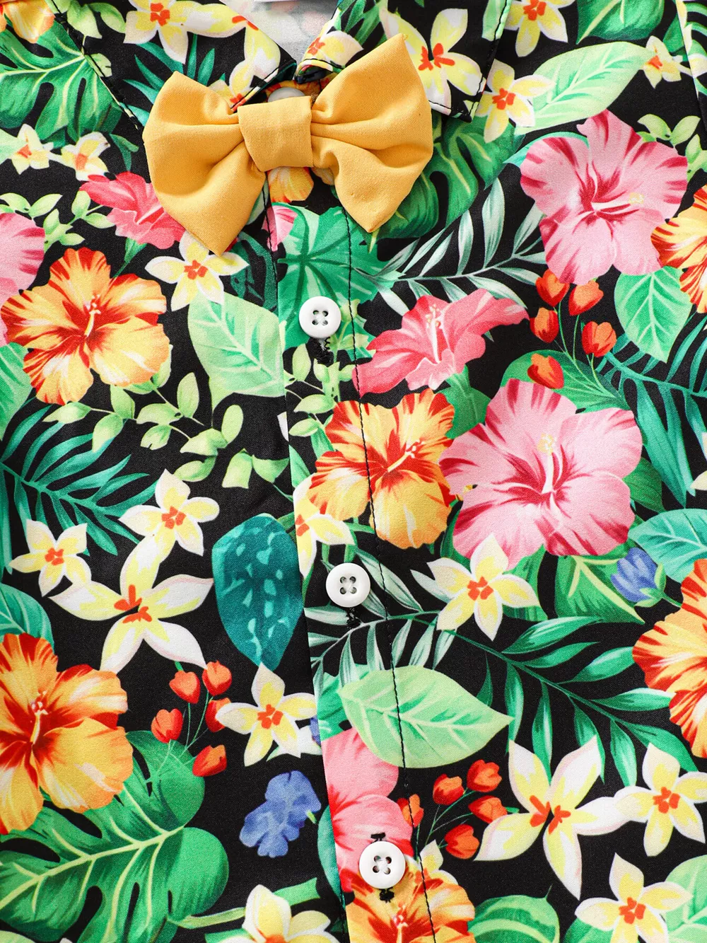 Children's Tropical Print Shirt & Solid Shorts with Bow Tie Set, image 4